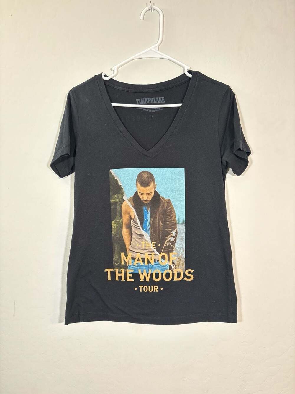 Justin Timberlake Man Of The Woods Tour 2018 Women's Black V-Neck Graphic T-Shir